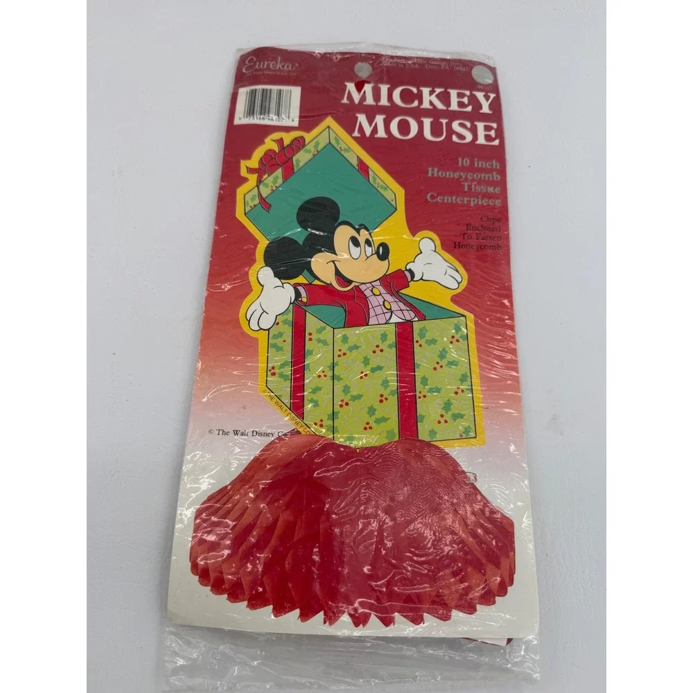 Disney Eureka Mickey Honeycomb Centerpiece Set of 3 Vintage Christmas Decor